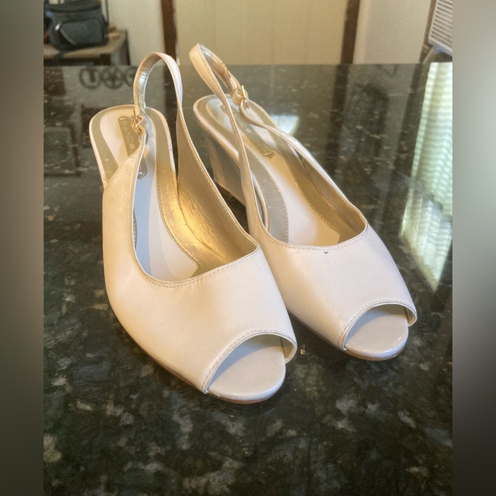 Bandolino Cream Peep-Toe Slingback Heels